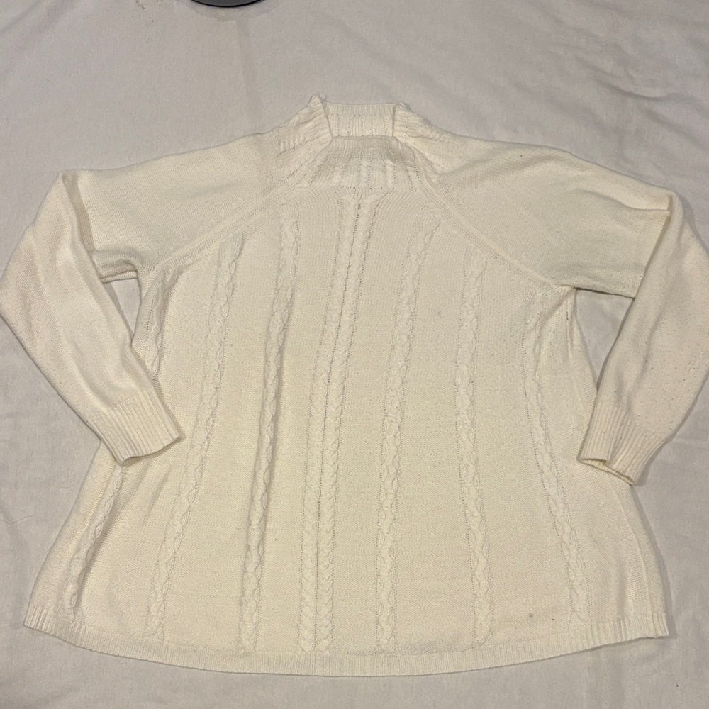 Elle Off White High Neck Cable Sweater